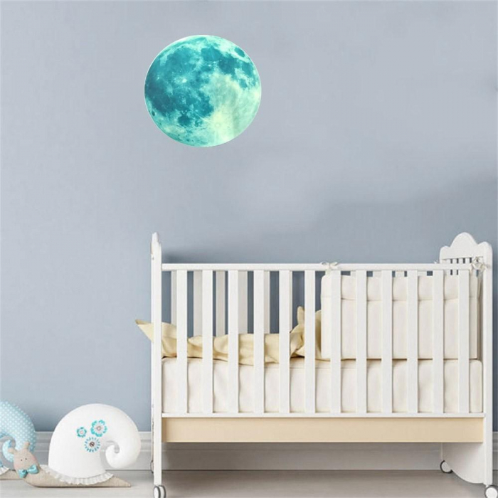 Sticker Glow in the dark Luxer, Autocolant Luna Fosforescenta, Verde, 20 cm,  stickere pamant terra pentru perete ieftin dormitor sufragerie autocolant emag luxer dedeman leroy globul pamantesc [1]