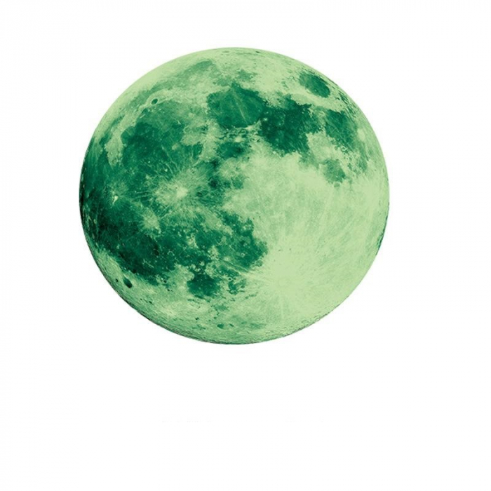 Sticker Glow in the dark Luxer, Autocolant Luna Fosforescenta, Verde, 20 cm,  stickere pamant terra pentru perete ieftin dormitor sufragerie autocolant emag luxer dedeman leroy globul pamantesc [8]