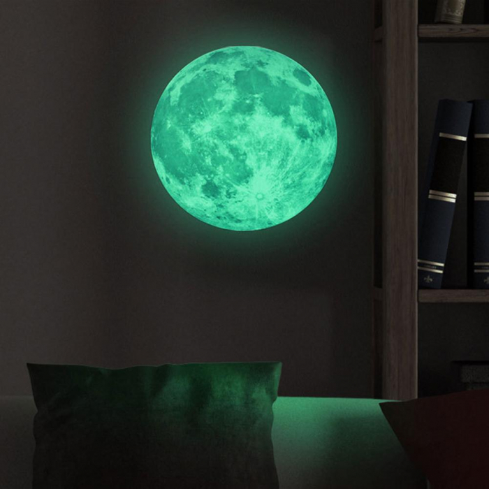 Sticker Glow in the dark Luxer, Autocolant Luna Fosforescenta, Verde, 30 cm,  stickere pamant terra pentru perete ieftin dormitor sufragerie autocolant emag luxer dedeman leroy globul pamantesc [10]