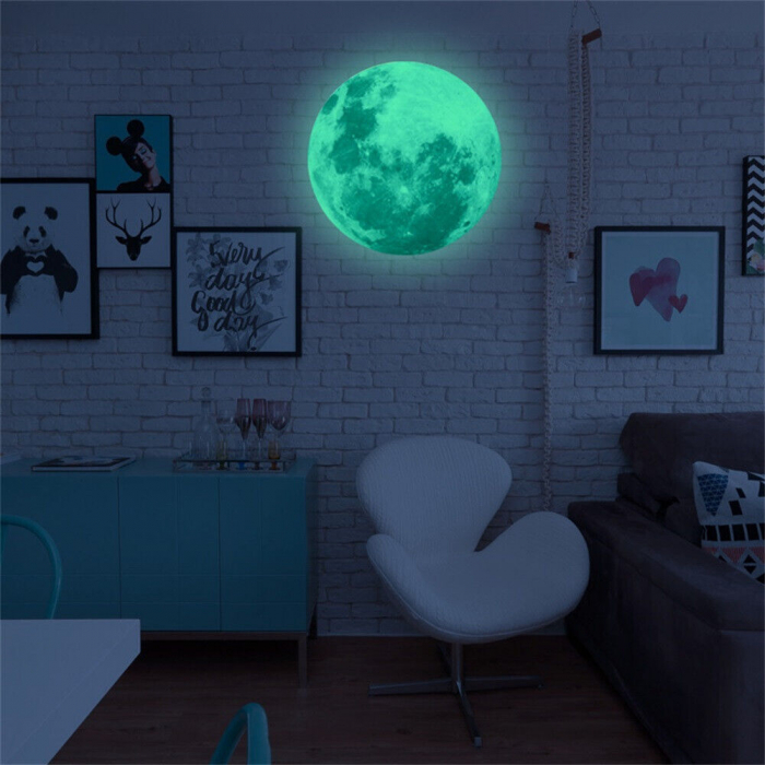 Sticker Glow in the dark Luxer, Autocolant Luna Fosforescenta, Verde, 30 cm,  stickere pamant terra pentru perete ieftin dormitor sufragerie autocolant emag luxer dedeman leroy globul pamantesc [2]