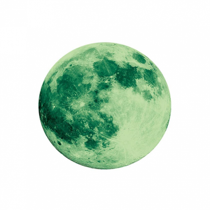 Sticker Glow in the dark Luxer, Autocolant Luna Fosforescenta, Verde, 30 cm,  stickere pamant terra pentru perete ieftin dormitor sufragerie autocolant emag luxer dedeman leroy globul pamantesc [8]