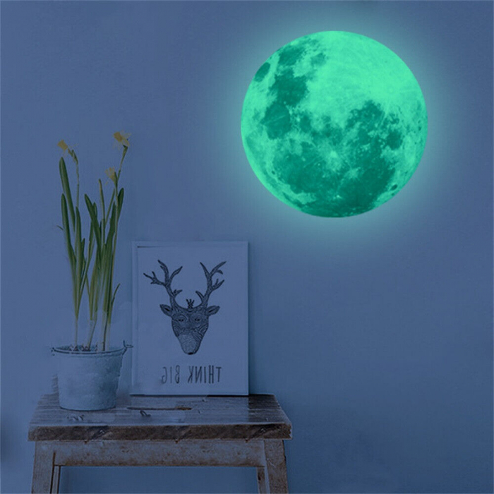 Sticker Glow in the dark Luxer, Autocolant Luna Fosforescenta, Verde, 30 cm,  stickere pamant terra pentru perete ieftin dormitor sufragerie autocolant emag luxer dedeman leroy globul pamantesc [7]