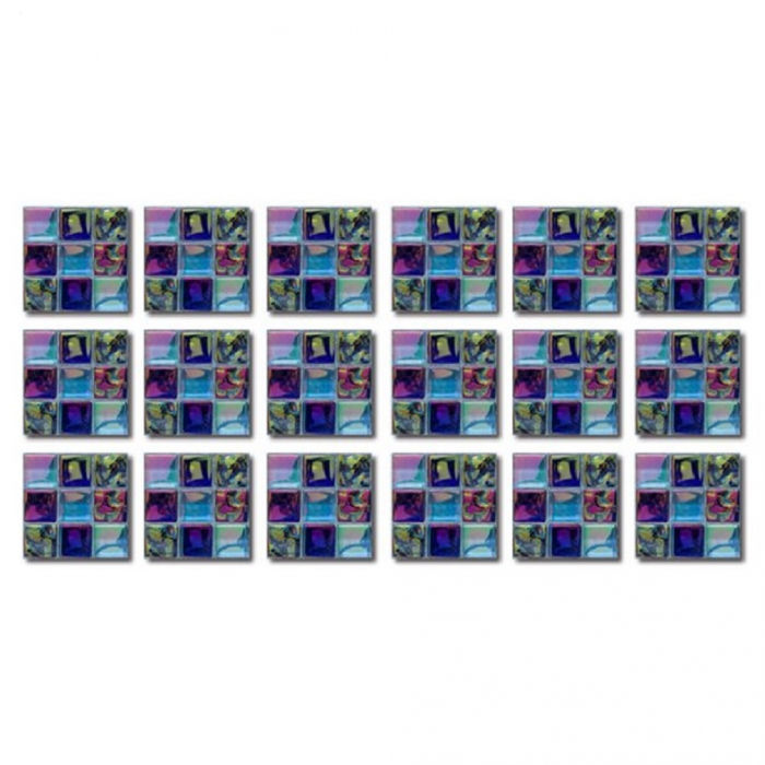 Stickere decorative pentru faianta sau perete Luxer, Set 18 buc, Mozaic Mov, 10x10 cm,stickere mosaics sticla ieftin perete baie bucatarie dedeman jysj autoadeziv luxer [6]