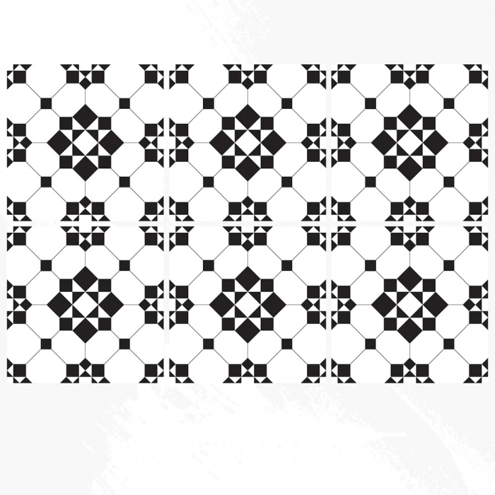 Stickere decorative pentru faianta sau perete Luxer, Set 19 buc, Model geometric Alb/Negru, 10x10 cm, stickere gresie faianta rosturi pentru baie decorative dedeman pentru geam autocolant ieftin folina ktm luxer [11]