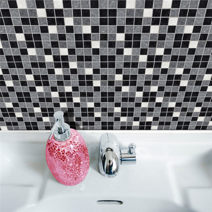 Stickere decorative pentru faianta sau perete Luxer, Set 19 buc, Mozaic Alb/Negru, 10x10 cm,  stickere mosaics sticla ieftin perete baie bucatarie dedeman jysj autoadeziv luxer [5]