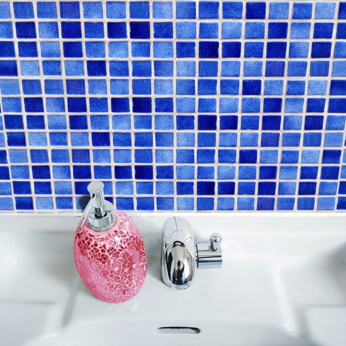 Stickere decorative pentru faianta sau perete Luxer, Set 18 buc, Mozaic Albastru, 10x10 cm, stickere mosaics sticla ieftin perete baie bucatarie dedeman jysj autoadeziv luxer [6]