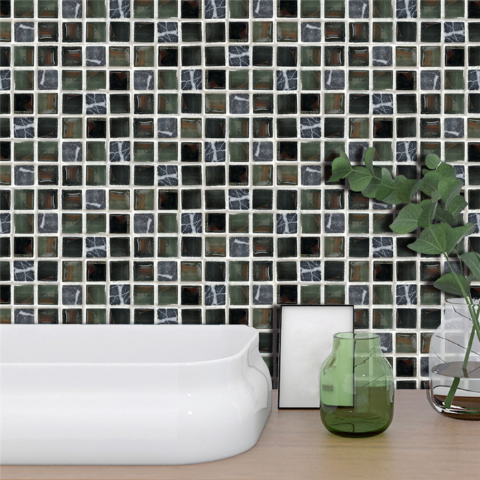 Stickere decorative pentru faianta sau perete Luxer, Set 19 buc, Mozaic Negru/Gri, 10x10 cm,stickere mosaics sticla ieftin perete baie bucatarie dedeman jysj autoadeziv ieftin luxer [2]
