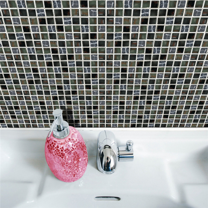 Stickere decorative pentru faianta sau perete Luxer, Set 19 buc, Mozaic Negru/Gri, 10x10 cm,stickere mosaics sticla ieftin perete baie bucatarie dedeman jysj autoadeziv ieftin luxer [4]