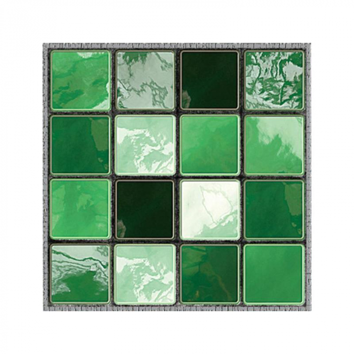 Stickere decorative pentru faianta sau perete Luxer, Set 19 buc, Mozaic Verde, 10x10 cm, stickere mosaics sticla ieftin perete baie bucatarie dedeman jysj autoadeziv ieftin luxer [6]