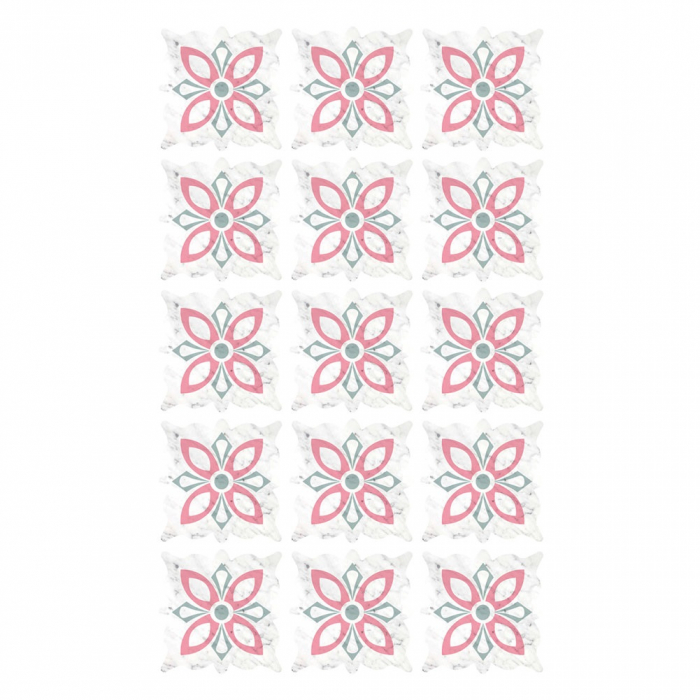 Stickere decorative pentru gresie si faianta Luxer, Set 15 buc, Roz, 7.5x7.5 cm, stickere gresie faianta rosturi pentru baie decorative dedeman pentru geam autocolant ieftin folina ktm luxer [7]