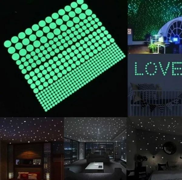 Stickere perete Glow in the dark Luxer, Buline Fosforescente, 3 folii, 524 piese,stickere autoadezive stele spatiu interstelar pepco dedeman pentru tavan perete camera copilului bebelusi mari [12]