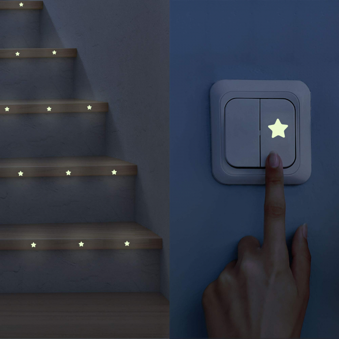 Stickere perete Glow in the dark Luxer, Stelute Fosforescente, 3 folii, 384 piese, stele fosforescente tavan perete jumbo pepco autoadezive copii dormitor camera beblusi emag dedeman luxer [1]