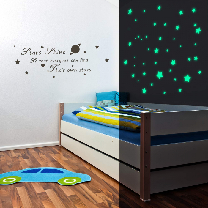 Stickere perete Glow in the dark Luxer, Stelute Fosforescente, 3 folii, 384 piese, stele fosforescente tavan perete jumbo pepco autoadezive copii dormitor camera beblusi emag dedeman luxer [2]