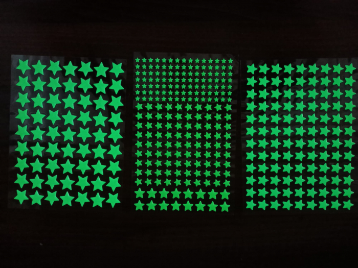 Stickere perete Glow in the dark Luxer, Stelute Fosforescente, 3 folii, 384 piese, stele fosforescente tavan perete jumbo pepco autoadezive copii dormitor camera beblusi emag dedeman luxer [7]