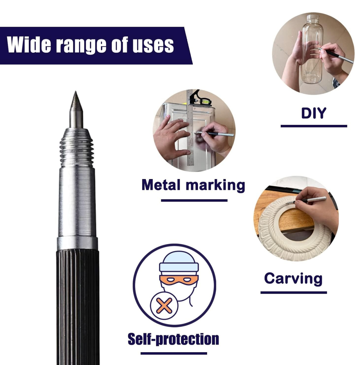 Stilou de gravură manuală Luxer cu vârf din carbură de tungsten, pentru gravare precisă pe metal, sticlă, lemn, ceramică și plastic, design ergonomic și maner antiderapant. [4]