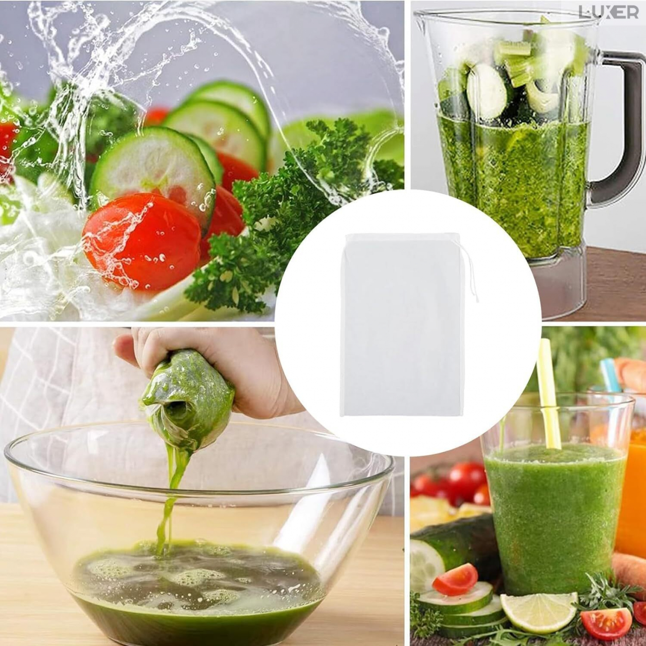 Punga Tip Filtru Cu Sita Foarte Fina Pentru Strecurare Lapte Vegetal sau Sucuri de Fructe si Legume, Dimensiuni 30x20 cm, Luxer [4]
