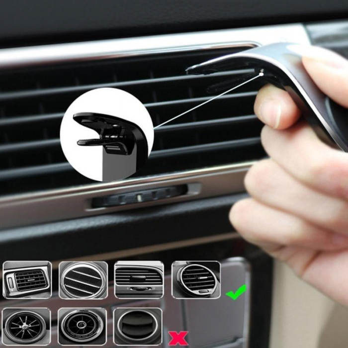 Suport auto premium Luxer pentru telefon, tableta, GPS Silver, magnetic multifunctional universal bicicleta samsung baseus altex emag flanco 10 inch antiderapant numar wireless ieftin pentru grila ventilatie bord masina ventuza ieftin ipad luxer [4]