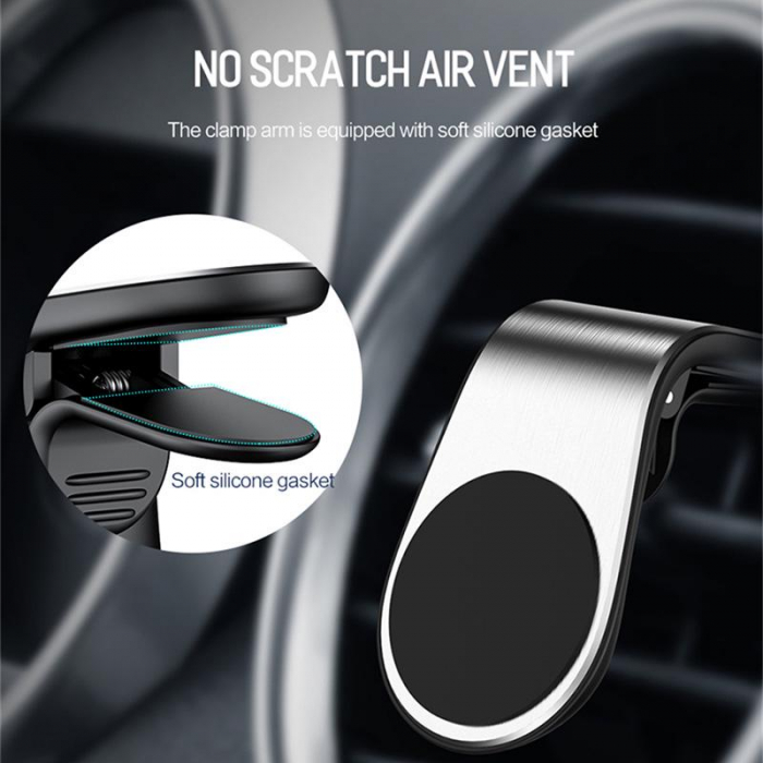Suport auto premium Luxer pentru telefon, tableta, GPS Silver, magnetic multifunctional universal bicicleta samsung baseus altex emag flanco 10 inch antiderapant numar wireless ieftin pentru grila ventilatie bord masina ventuza ieftin ipad luxer [2]