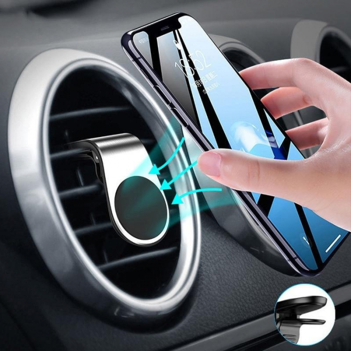Suport auto premium Luxer pentru telefon, tableta, GPS Silver, magnetic multifunctional universal bicicleta samsung baseus altex emag flanco 10 inch antiderapant numar wireless ieftin pentru grila ventilatie bord masina ventuza ieftin ipad luxer [5]