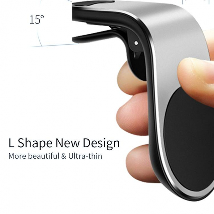 Suport auto premium Luxer pentru telefon, tableta, GPS Silver, magnetic multifunctional universal bicicleta samsung baseus altex emag flanco 10 inch antiderapant numar wireless ieftin pentru grila ventilatie bord masina ventuza ieftin ipad luxer [6]