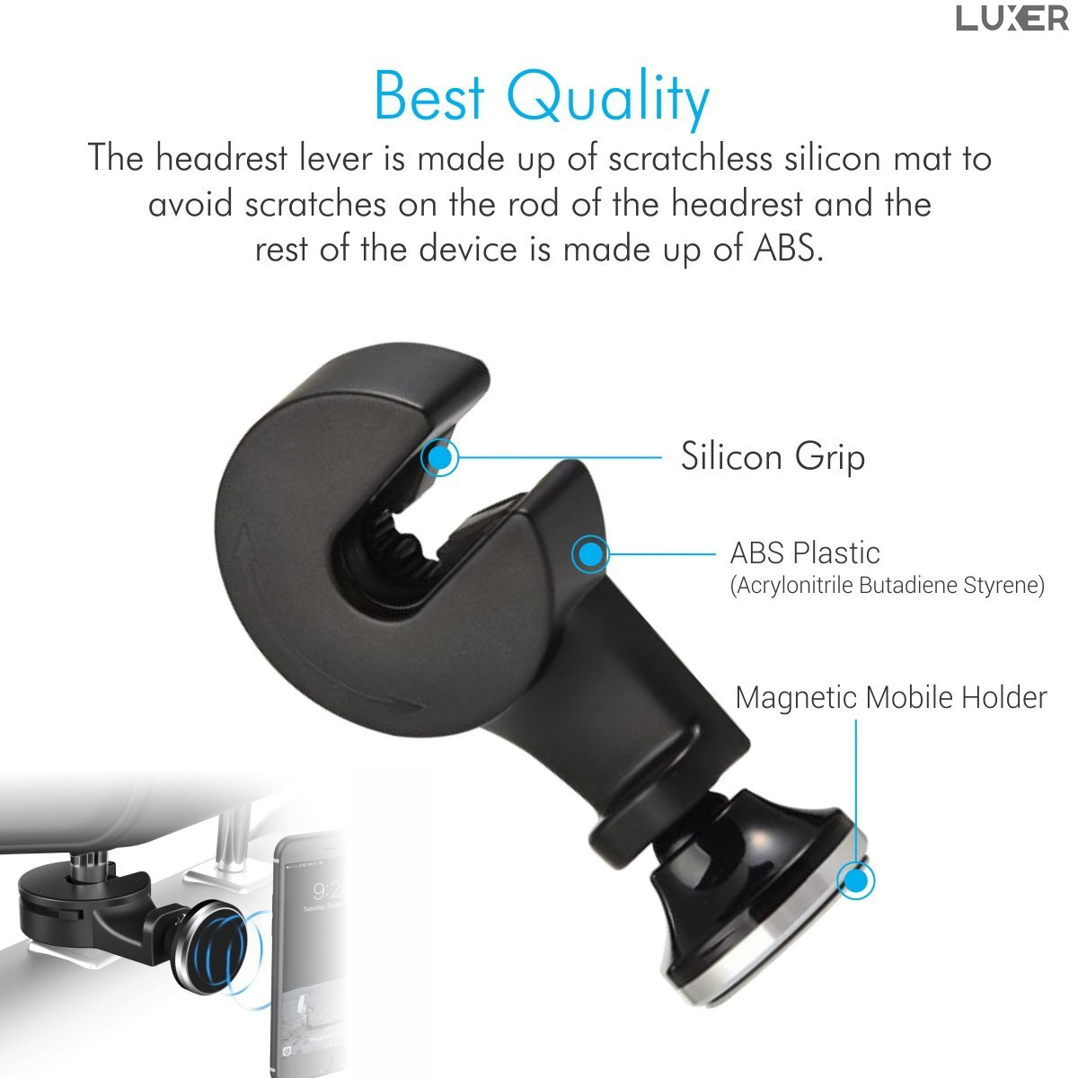 Suport Auto Universal pentru Telefon/Tableta cu Prindere pe Tetiera, Magnetic, Rotire 360°, Materiale Premium, Luxer, suport pentru locurile din spate emag altex flanco dedeman ieftin luxer [3]