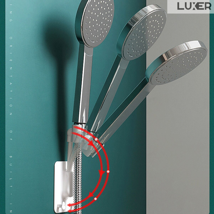 Suport Autoadeziv Pentru Capul de Dus cu 2 Agatatori, Reglabil 360 Grade, Alb/Roz/Albastru/Verde Luxer, suport para dus dedeman cu ventuza de perete reglabil dedeman hornbach leroy ikea grohe emag ieftin luxer [4]