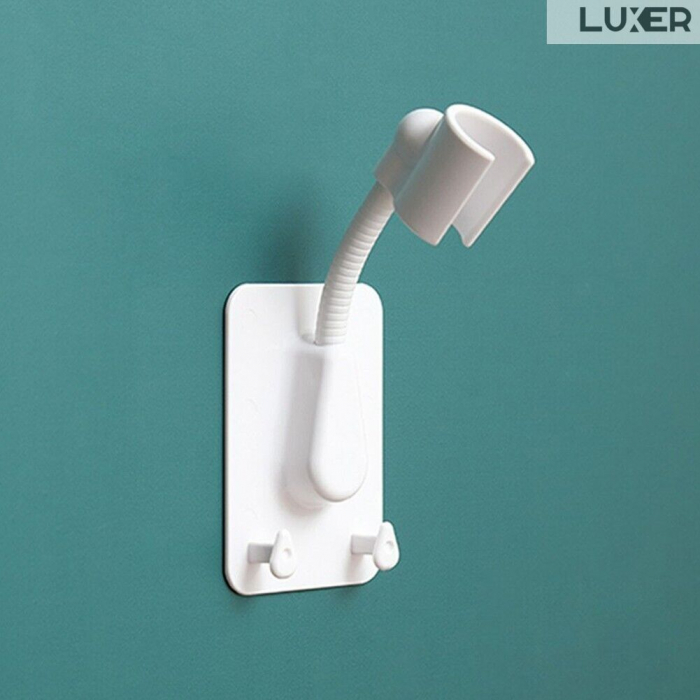 Suport Autoadeziv Pentru Capul de Dus cu 2 Agatatori, Reglabil 360 Grade, Alb/Roz/Albastru/Verde Luxer, suport para dus dedeman cu ventuza de perete reglabil dedeman hornbach leroy ikea grohe emag ieftin luxer [1]
