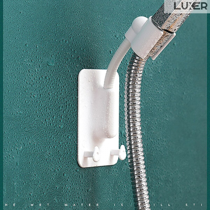 Suport Autoadeziv Pentru Capul de Dus cu 2 Agatatori, Reglabil 360 Grade, Alb/Roz/Albastru/Verde Luxer, suport para dus dedeman cu ventuza de perete reglabil dedeman hornbach leroy ikea grohe emag ieftin luxer [6]