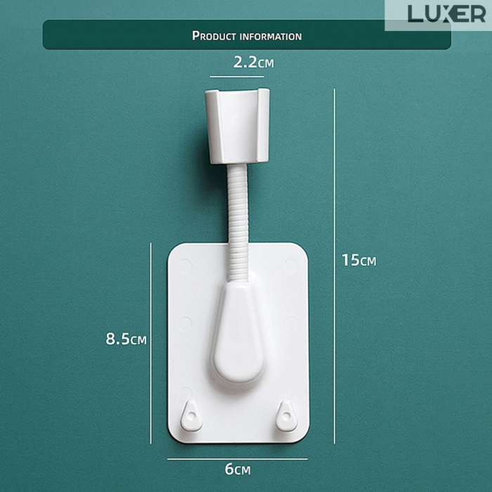 Suport Autoadeziv Pentru Capul de Dus cu 2 Agatatori, Reglabil 360 Grade, Alb/Roz/Albastru/Verde Luxer, suport para dus dedeman cu ventuza de perete reglabil dedeman hornbach leroy ikea grohe emag ieftin luxer [12]