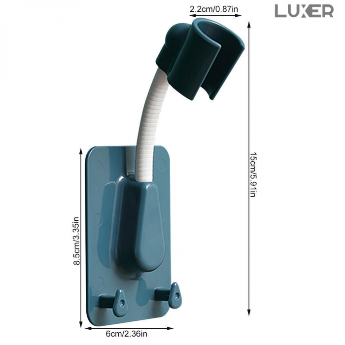 Suport Autoadeziv Pentru Capul de Dus cu 2 Agatatori, Reglabil 360 Grade, Alb/Roz/Albastru/Verde Luxer, suport para dus dedeman cu ventuza de perete reglabil dedeman hornbach leroy ikea grohe emag ieftin luxer [7]