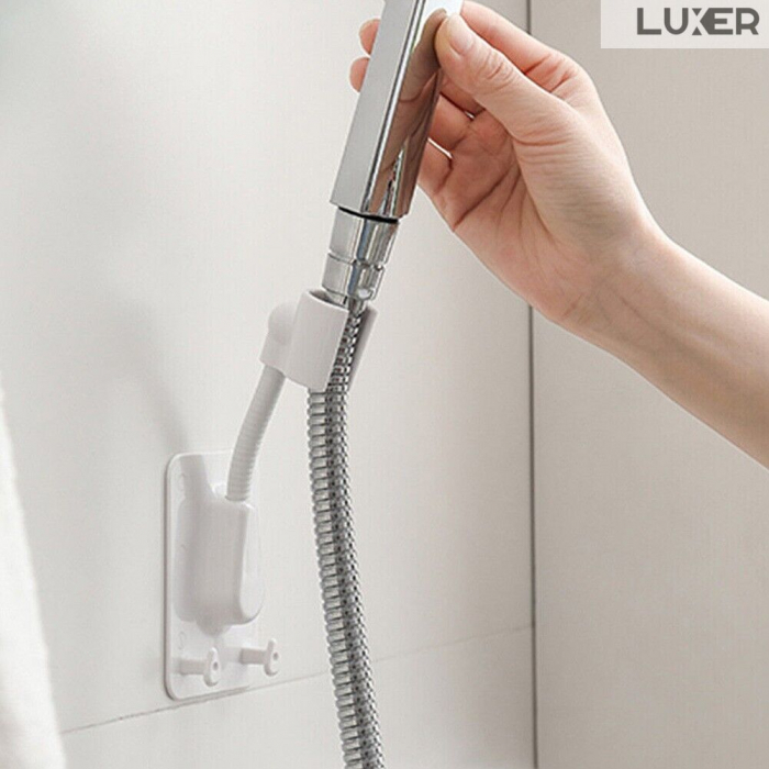 Suport Autoadeziv Pentru Capul de Dus cu 2 Agatatori, Reglabil 360 Grade, Alb/Roz/Albastru/Verde Luxer, suport para dus dedeman cu ventuza de perete reglabil dedeman hornbach leroy ikea grohe emag ieftin luxer [8]