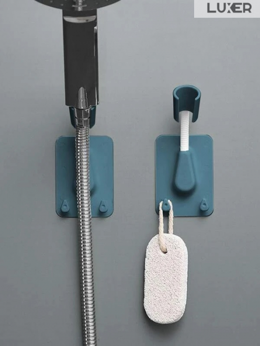 Suport Autoadeziv Pentru Capul de Dus cu 2 Agatatori, Reglabil 360 Grade, Alb/Roz/Albastru/Verde Luxer, suport para dus dedeman cu ventuza de perete reglabil dedeman hornbach leroy ikea grohe emag ieftin luxer [4]