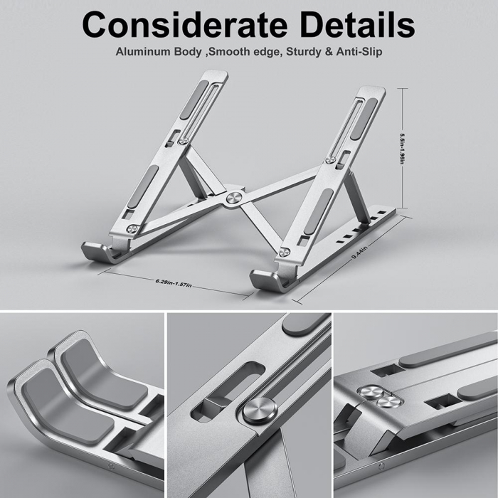 Suport Laptop Aluminiu Stand Notebook Tableta Telefon Suport Ikea pentru Birou Suport Laptop Emag Reglabil pe Inaltime Pliabil Reglabil pe inaltime Dell Lenovo Hp [3]
