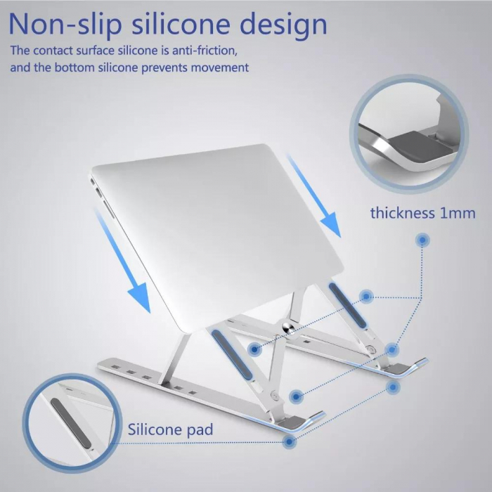Suport Laptop Aluminiu Stand Notebook Tableta Telefon Suport Ikea pentru Birou Suport Laptop Emag Reglabil pe Inaltime Pliabil Reglabil pe inaltime Dell Lenovo Hp [6]