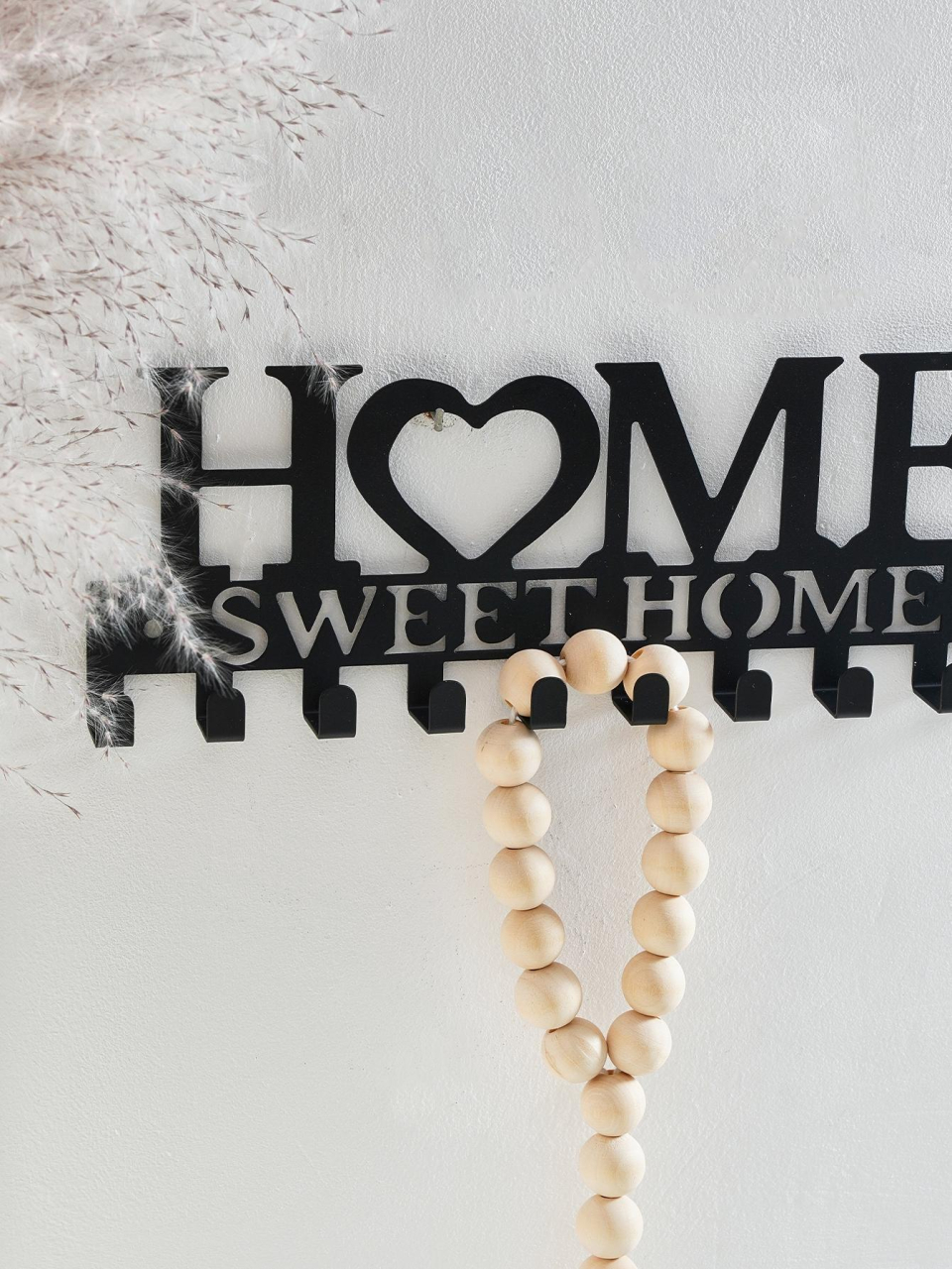 Suport pentru chei Luxer Home Sweet Home, negru mat, din metal, cu 10 agățători, dimensiuni 26x9.5x3 cm. [4]