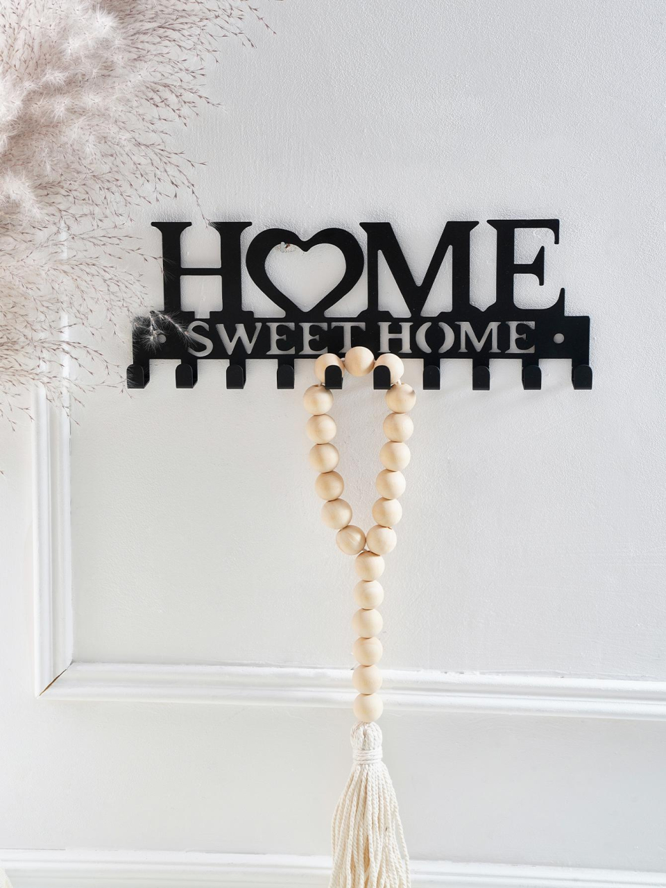 Suport pentru chei Luxer Home Sweet Home, negru mat, din metal, cu 10 agățători, dimensiuni 26x9.5x3 cm. [5]