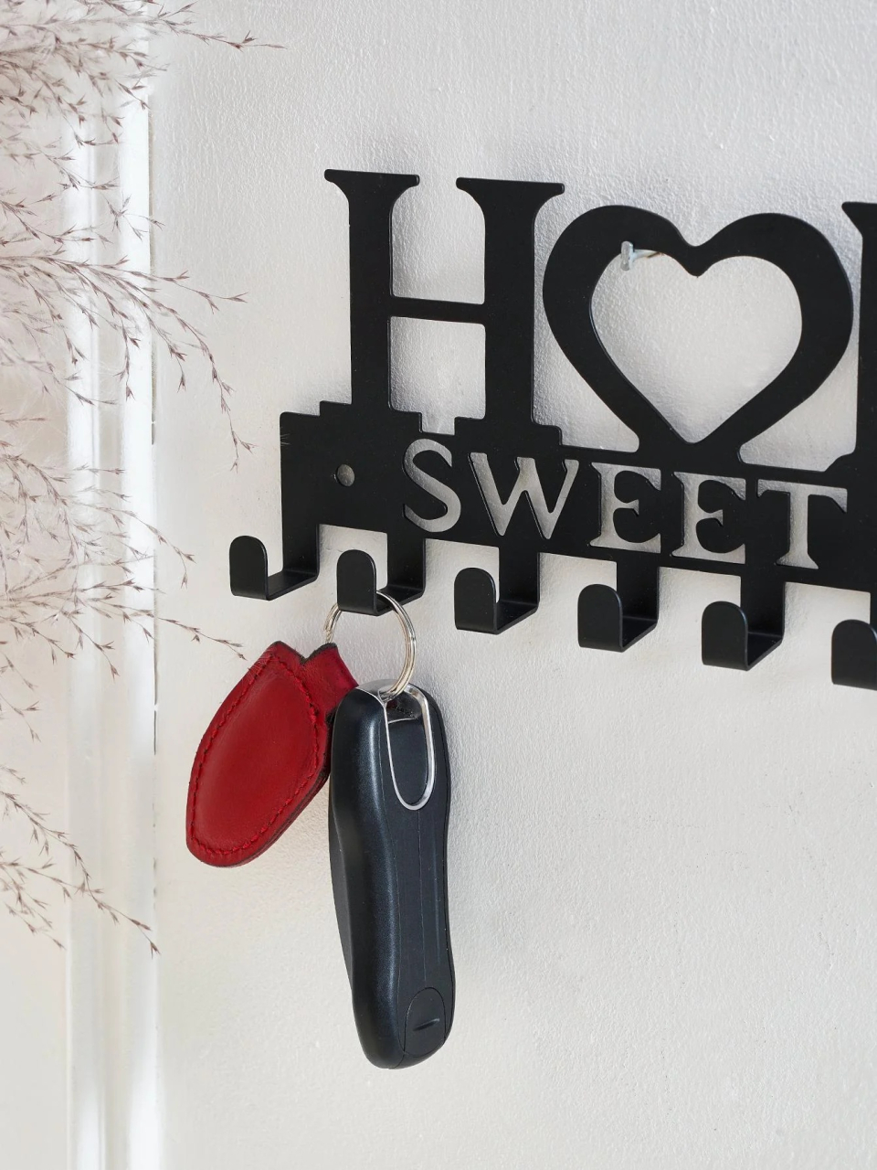 Suport pentru chei Luxer Home Sweet Home, negru mat, din metal, cu 10 agățători, dimensiuni 26x9.5x3 cm. [6]