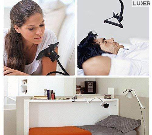 Suport Telefon cu Brat Lung Metalic Flexibil 360° si Clema de Prindere Multisuprafete, Rotativ, Universal, Negru Alb Rosu Albastru, Luxer, pentru [7]