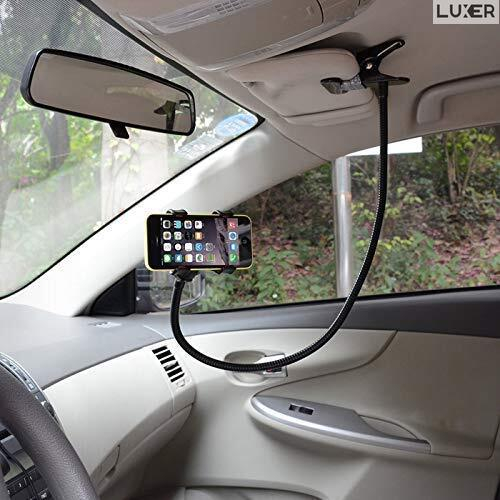 Suport Telefon cu Brat Lung Metalic Flexibil 360° si Clema de Prindere Multisuprafete, Rotativ, Universal, Negru Alb Rosu Albastru, Luxer, pentru [9]