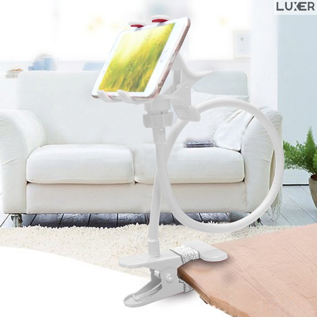 Suport Telefon cu Brat Lung Metalic Flexibil 360° si Clema de Prindere Multisuprafete, Rotativ, Universal, Negru Alb Rosu Albastru, Luxer, pentru [3]