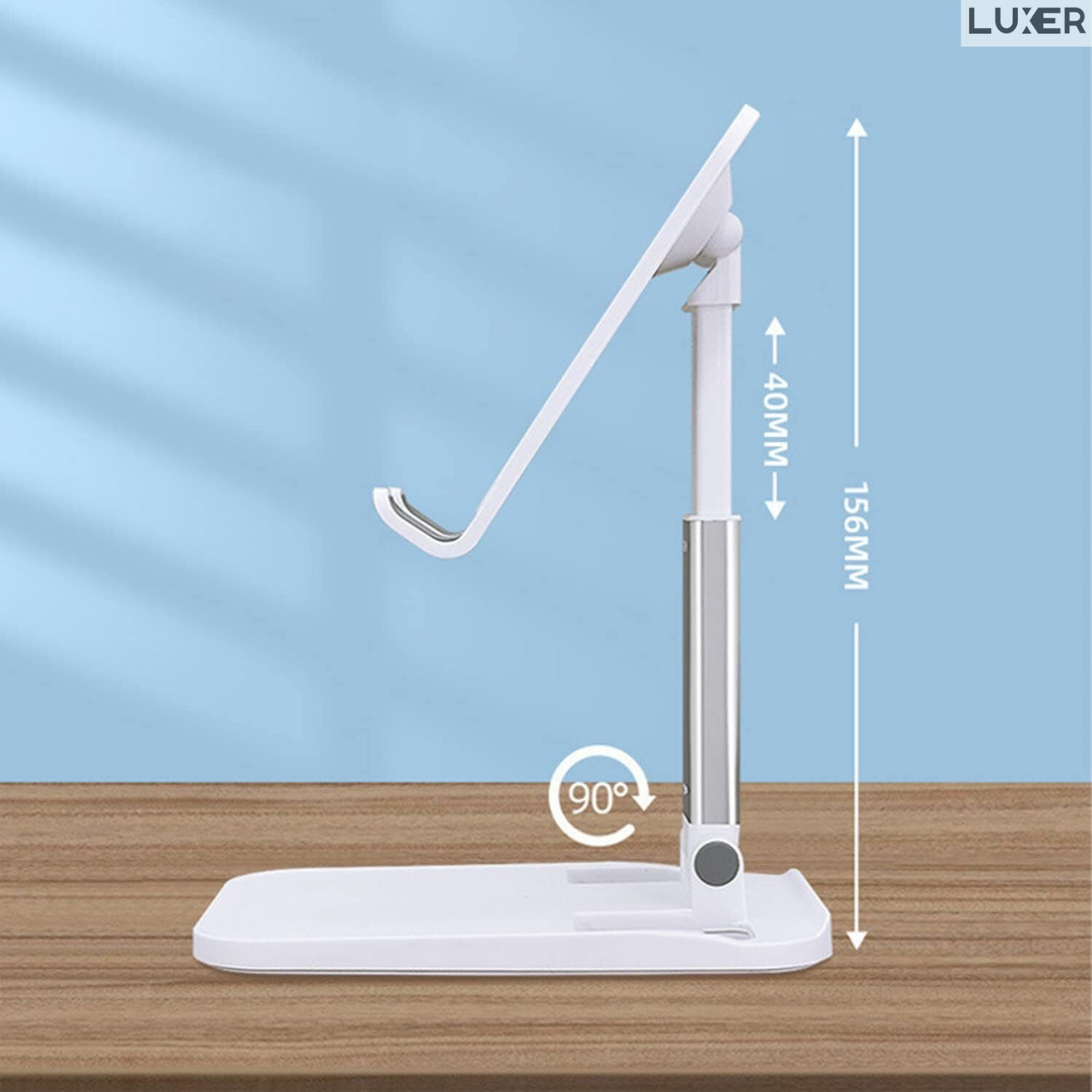 Suport Universal Pliabil Luxer de Birou/Masa pentru Telefon/Tableta, Ajustabil, Multiple Unghiuri de Vizualizare si Inaltimi, Portabil, Materiale Premium, Alb/Negru, suport telefon pentru birou jumbo emag ikea altex flanco reglabil diferite unghiuri luxer [13]