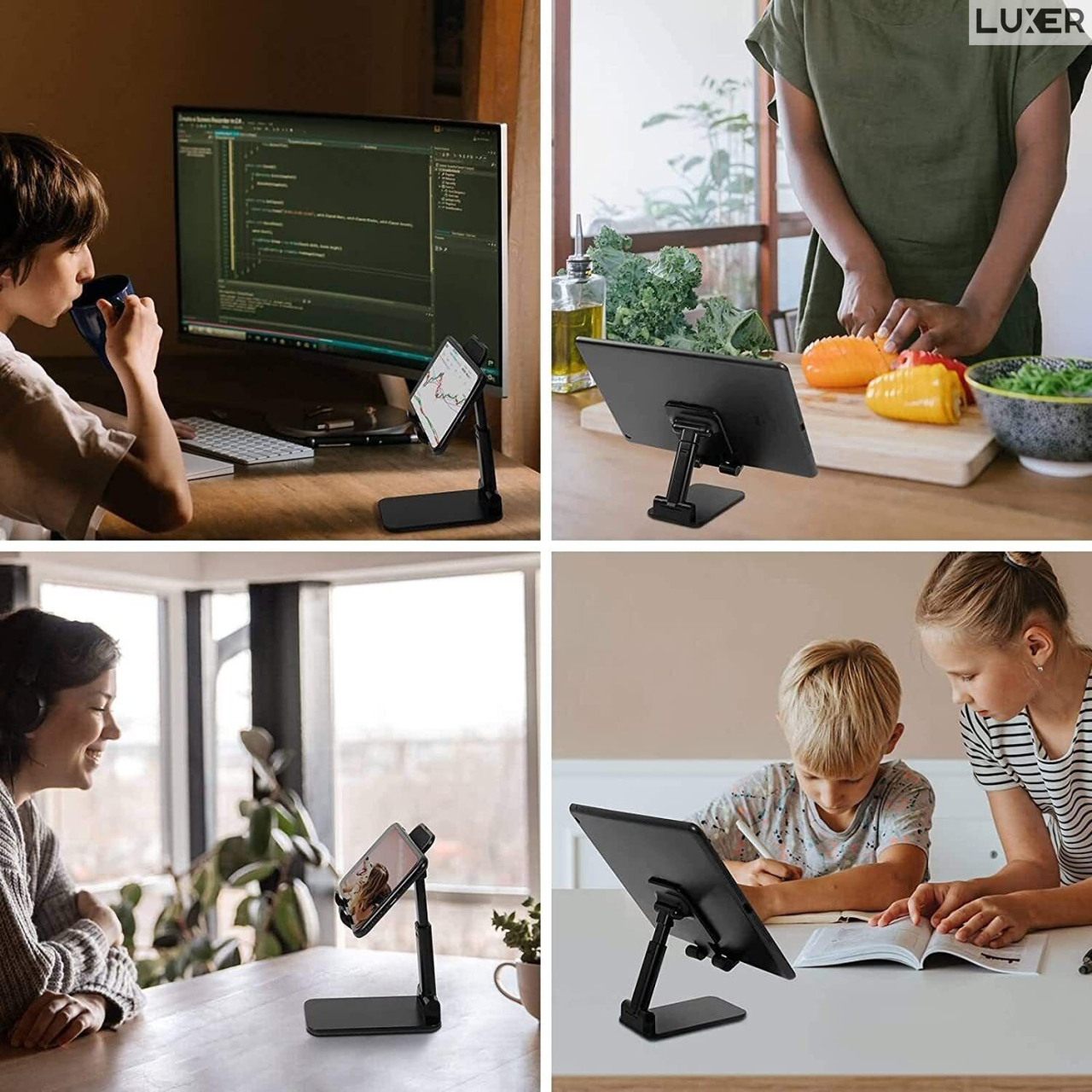 Suport universal pliabil Luxer telefon tableta negru premium [10]