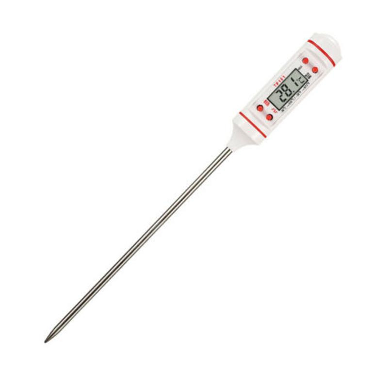 Termometru Alimentar Digital cu Sonda Metalica de Insertie, pentru Mancare sau Bauturi, Afisaj LCD, Oprire Automata, Interval de Masurare -50°C 300°C, 4 Butoane cu Memorie, Alb, Luxer [3]
