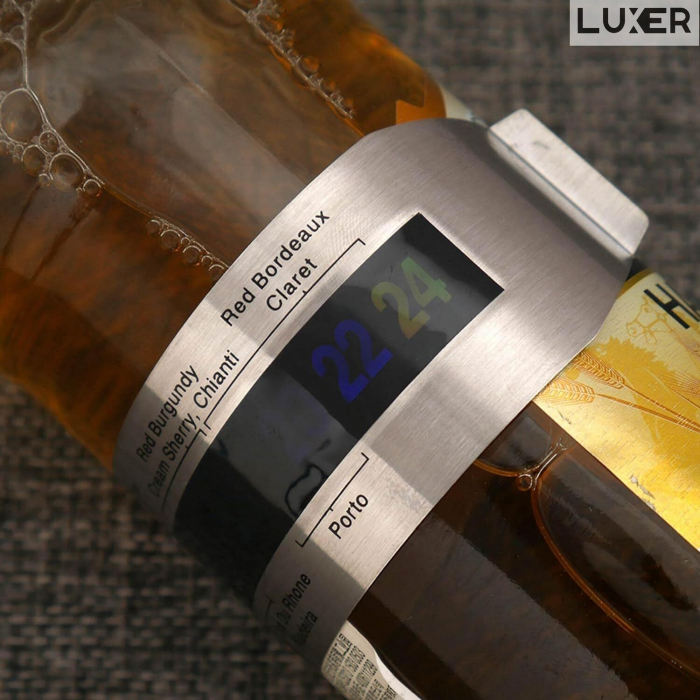 Termometru din Otel Inoxidabil pentru Sticla de Vin, Afisaj Digital LCD, Material Termocromic, Gradatie 4 – 24 °C, Dimensiuni 6x3.7 cm, Luxer, termometru pentru sticla de vin, tuica, whiskey cu afisaj digital dedeman emag cadou secret santa luxer [10]