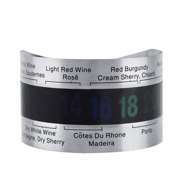 Termometru din Otel Inoxidabil pentru Sticla de Vin, Afisaj Digital LCD, Material Termocromic, Gradatie 4 – 24 °C, Dimensiuni 6x3.7 cm, Luxer, termometru pentru sticla de vin, tuica, whiskey cu afisaj digital dedeman emag cadou secret santa luxer [6]