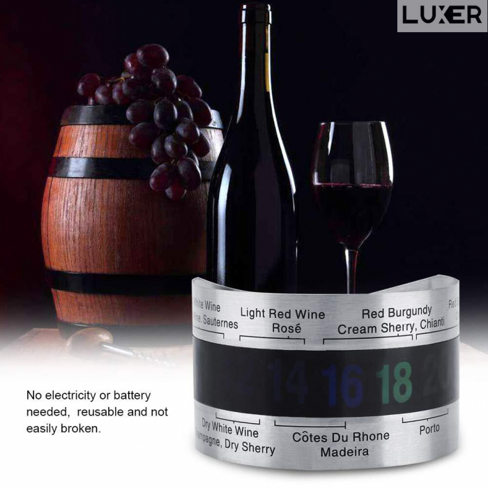 Termometru din Otel Inoxidabil pentru Sticla de Vin, Afisaj Digital LCD, Material Termocromic, Gradatie 4 – 24 °C, Dimensiuni 6x3.7 cm, Luxer, termometru pentru sticla de vin, tuica, whiskey cu afisaj digital dedeman emag cadou secret santa luxer [7]