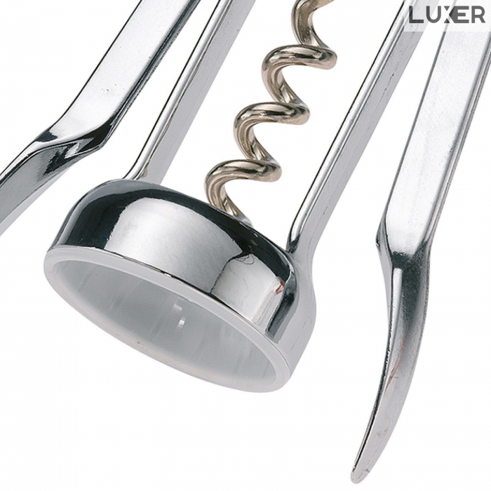 Tirbuson Manual din Inox pentru Sticle de Vin cu Desfacator Bere, Lungime 18.5 cm, Gri, Luxer, desfacator vin manual profesional robust manual ieftin emag luxer [3]