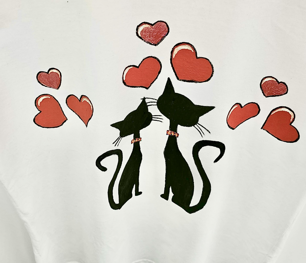 Tricou Pictat Manual "Cat Love" Luxer, cadou original, inedit pentru persoana iubita, cadou pentru diriginta, cadou pentru invatatoare, cadou pentru educatoare, cadou martie martisor, cadou iubitori animale, pisici [5]