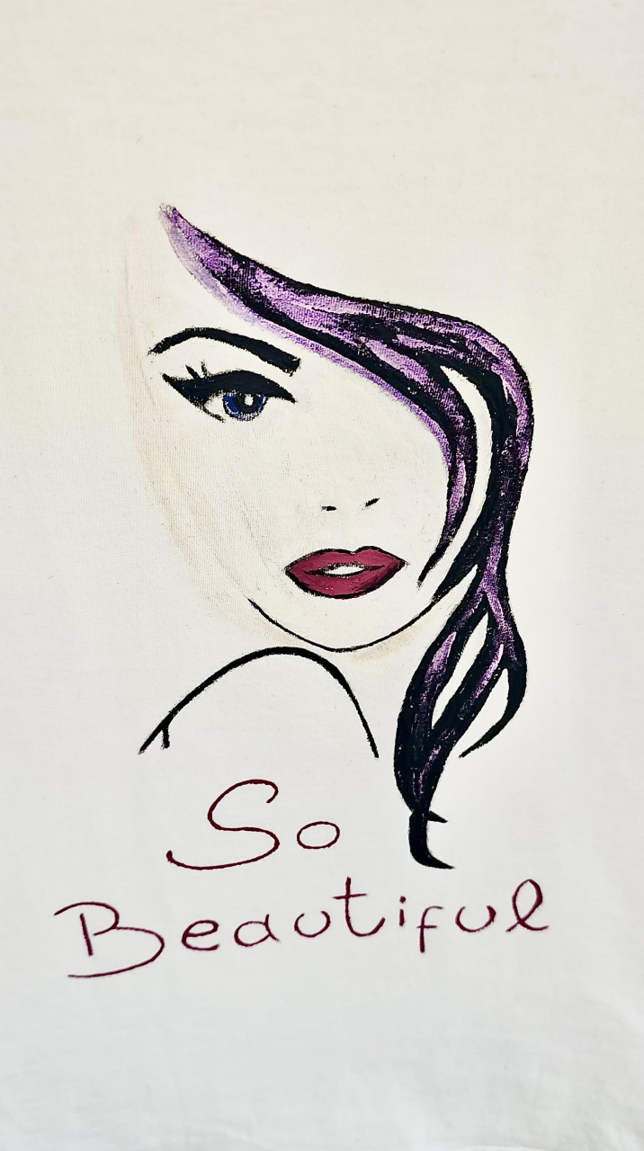Tricou Pictat Manual "So Beautiful" Luxer, cadou original, inedit pentru persoana iubita, cadou pentru diriginta, cadou pentru invatatoare, cadou pentru educatoare, cadou martie martisor, feminine, elegante [2]