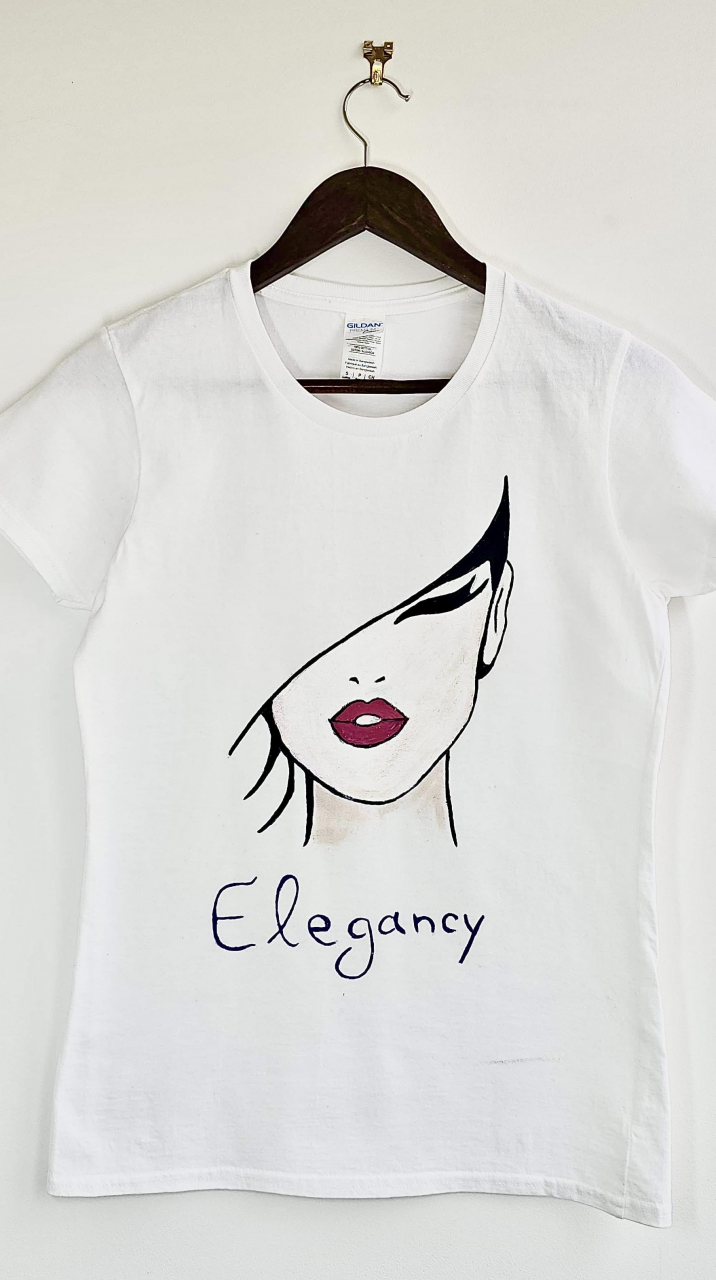 Tricou Pictat Manual "Elegancy" Luxer, cadou original, inedit pentru persoana iubita, cadou pentru diriginta, cadou pentru invatatoare, cadou pentru educatoare, cadou martie martisor, feminine, elegante [1]